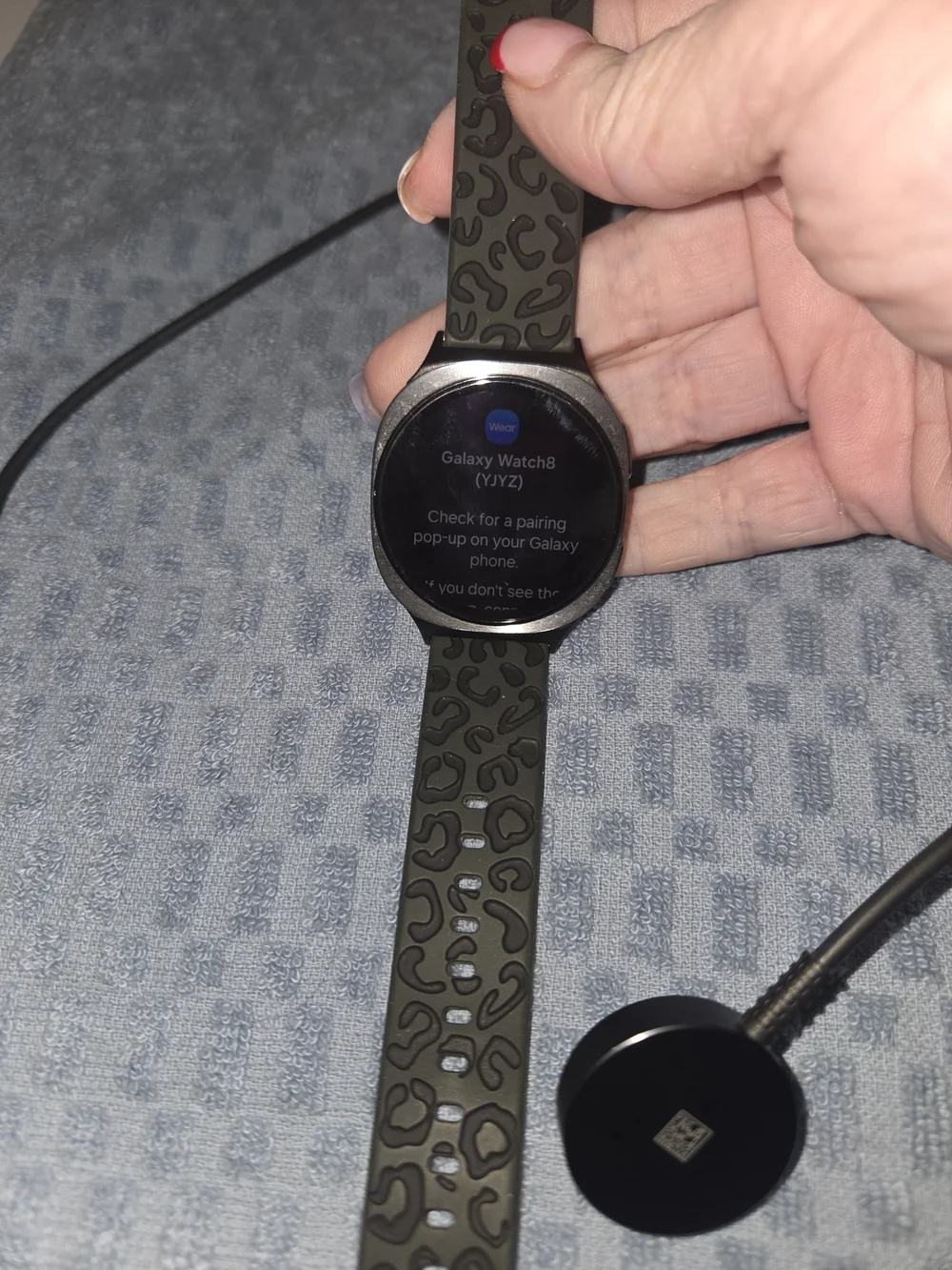 Samsung Galaxy Watch4 Black Silicone Smartwatch And Leopard Accent Band. Worn 2x